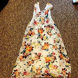 Sleeveless floral halter dress
